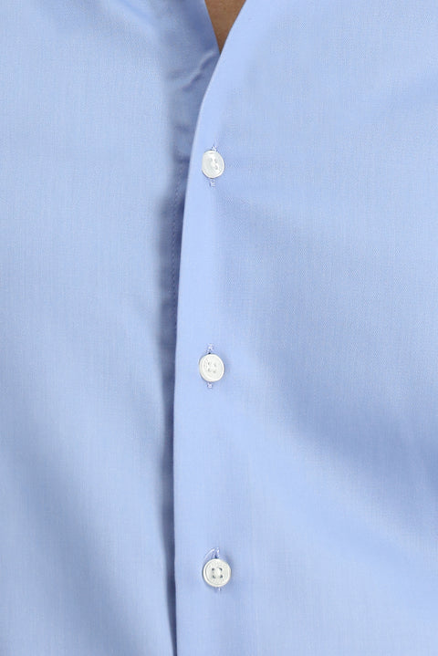 Light Blue Long Sleeve Slim Fit Non-Iron Sateen Classic Shirt