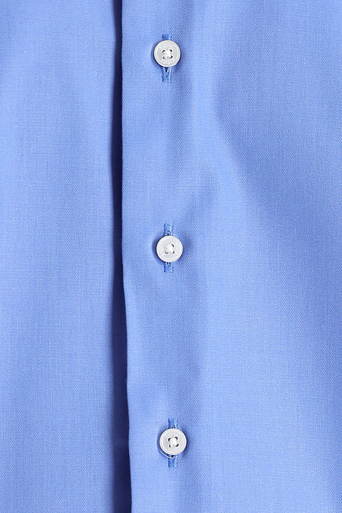 Aqua Mavisi Uzun Kol Slim Fit Dar Kesim Pamuklu Non Iron Ütü Gerektirmeyen Saten Klasik Gömlek