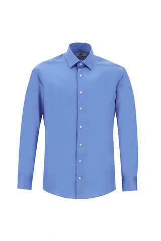  Aqua Mavisi Uzun Kol Slim Fit Dar Kesim Pamuklu Non Iron Ütü Gerektirmeyen Saten Klasik Gömlek