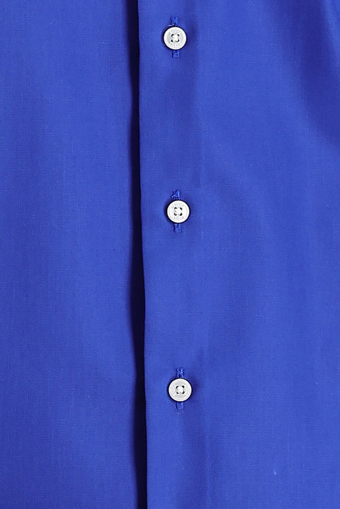Navy Blue Long Sleeve Slim Fit Non-Iron Sateen Classic Shirt