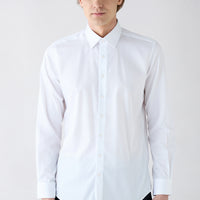White Long Sleeve Slim Fit Non-Iron Cotton Sateen Classic Shirt