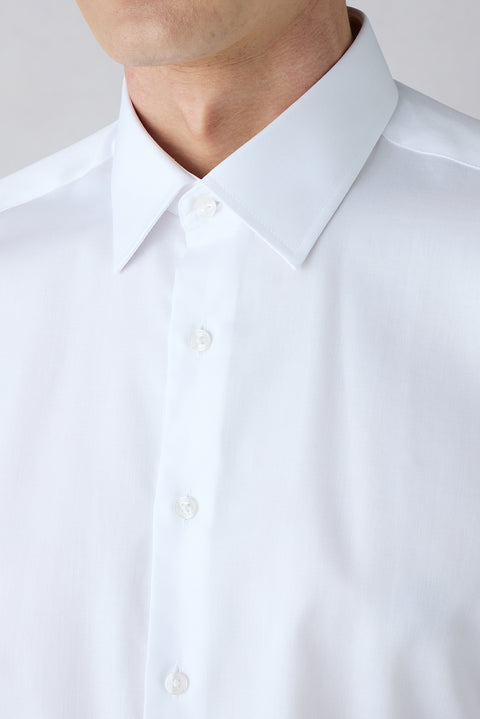 White Long Sleeve Slim Fit Non-Iron Cotton Sateen Classic Shirt