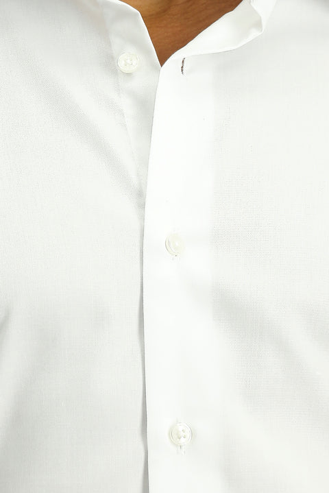 White Long Sleeve Slim Fit Non-Iron Cotton Sateen Classic Shirt