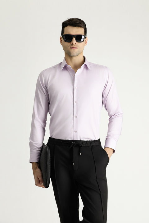 Lilac Long Sleeve Slim Fit Non-Iron Sateen Classic Shirt