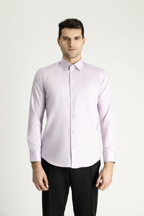 Lilac Long Sleeve Slim Fit Non-Iron Sateen Classic Shirt
