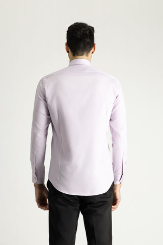  Lila Uzun Kol Slim Fit Dar Kesim Pamuklu Non Iron Ütü Gerektirmeyen Saten Klasik Gömlek