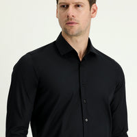 Black Long Sleeve Slim Fit Non-Iron Classic Cotton Shirt