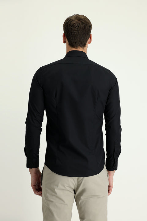 Black Long Sleeve Slim Fit Non-Iron Classic Cotton Shirt