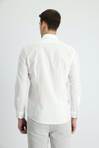  Beyaz Uzun Kol Slim Fit Dar Kesim Non Iron Klasik Pamuklu Gömlek
