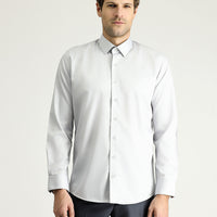 Medium Grey Long Sleeve Slim Fit Classic Non-Iron Satin Cotton Shirt