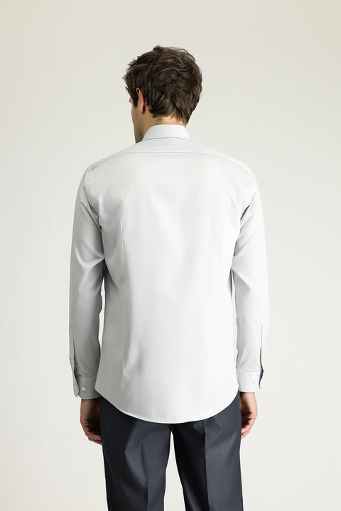 Medium Grey Long Sleeve Slim Fit Classic Non-Iron Satin Cotton Shirt
