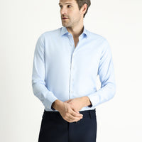 Light Blue Long Sleeve Slim Fit Classic Non-Iron Satin Cotton Shirt