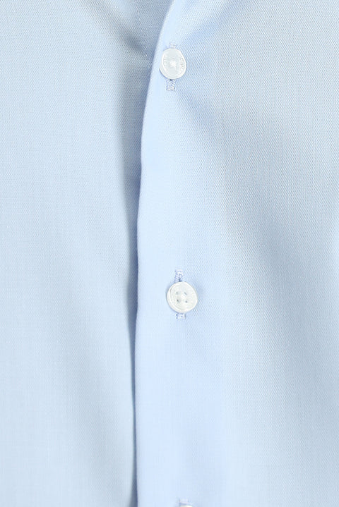Light Blue Long Sleeve Slim Fit Classic Non-Iron Satin Cotton Shirt