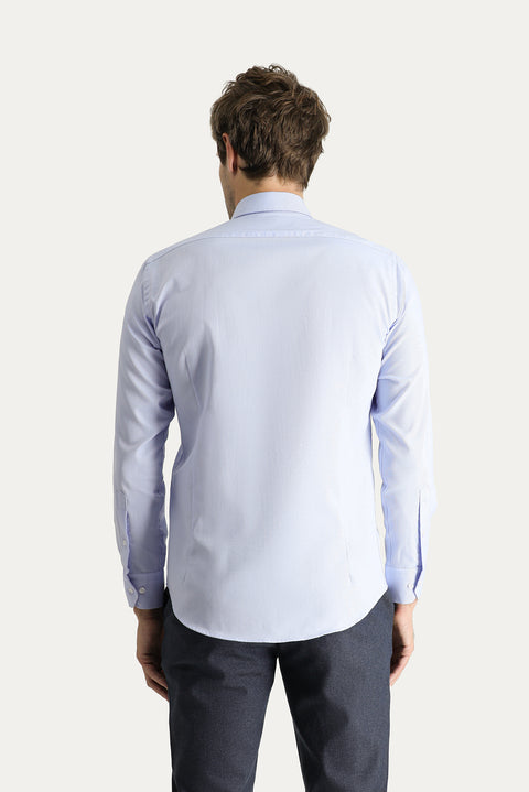 Mavi Uzun Kol Slim Fit Dar Kesim Non Iron Oxford Pamuklu Gömlek