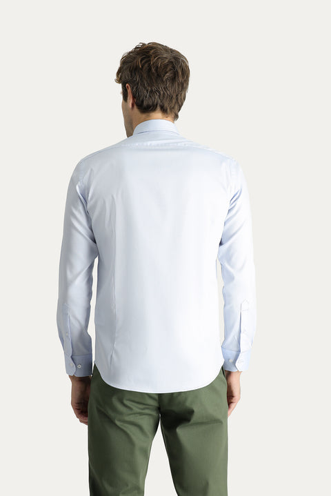 Açık Mavi Uzun Kol Slim Fit Dar Kesim Non Iron Oxford Pamuklu Gömlek