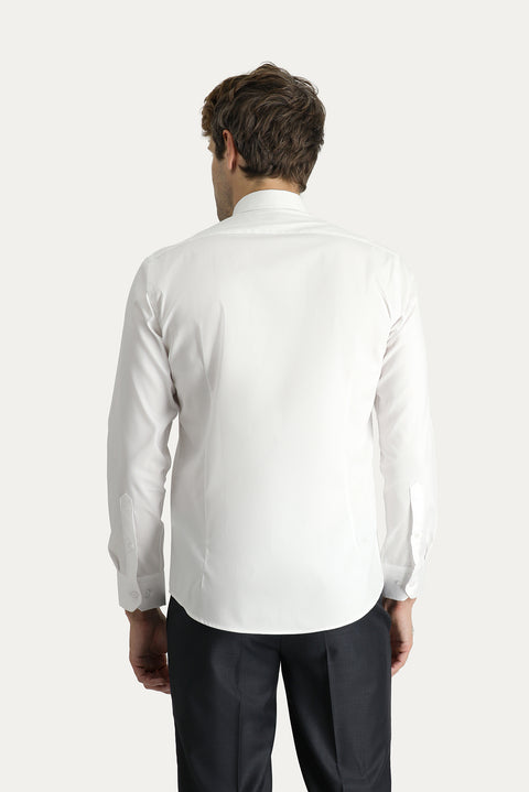 White Long Sleeve Slim Fit Narrow Cut Non-Iron Oxford Cotton Shirt