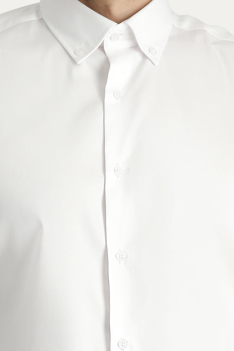 White Long Sleeve Slim Fit Narrow Cut Non-Iron Oxford Cotton Shirt