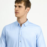 Light Blue Long Sleeve Slim Fit Non-Iron Cotton Button-Down Shirt
