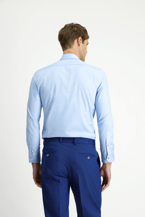 Light Blue Long Sleeve Slim Fit Non-Iron Cotton Button-Down Shirt