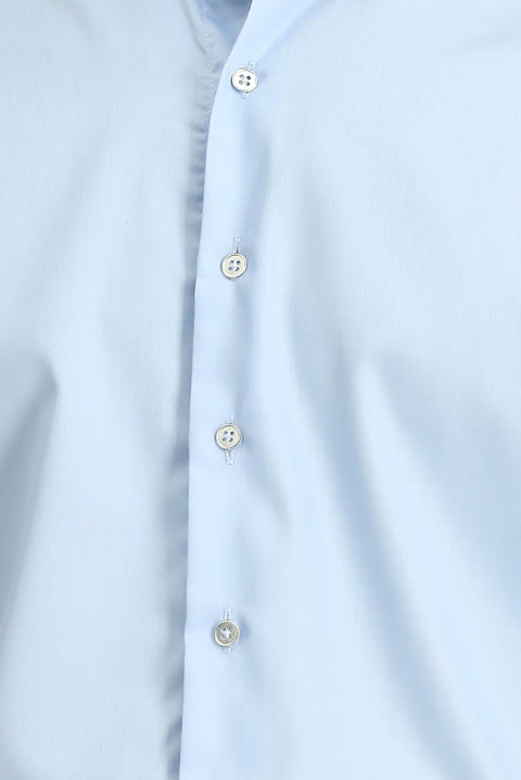 Light Blue Long Sleeve Slim Fit Non-Iron Cotton Button-Down Shirt