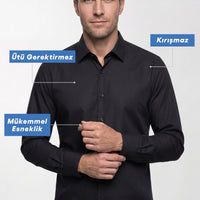 Black Long Sleeve Slim Fit Non-Iron Cotton Classic Shirt
