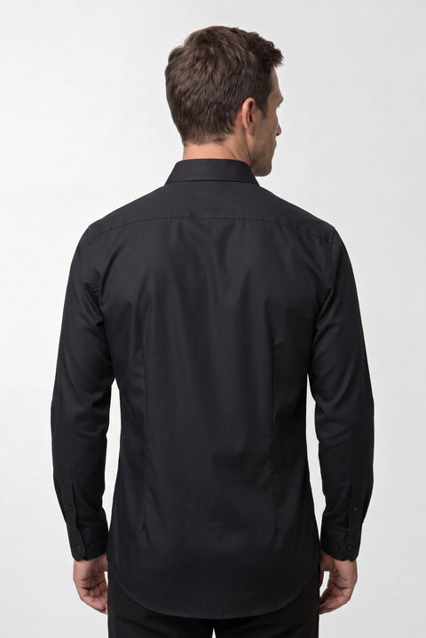 Black Long Sleeve Slim Fit Non-Iron Cotton Classic Shirt