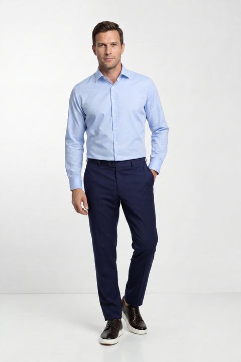 Uçuk Mavi Uzun Kol Slim Fit Non Iron Ütü Gerektirmeyen Pamuklu Klasik Gömlek