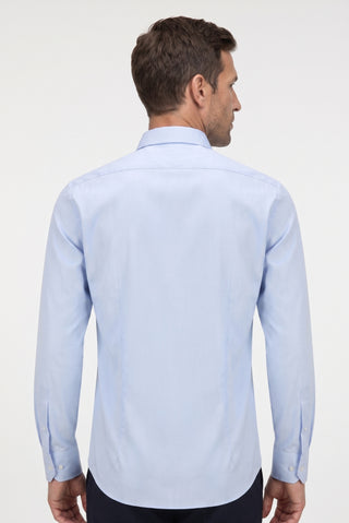  Uçuk Mavi Uzun Kol Slim Fit Düğmeli Yaka Pamuklu Non Iron Ütü Gerektirmeyen Gömlek