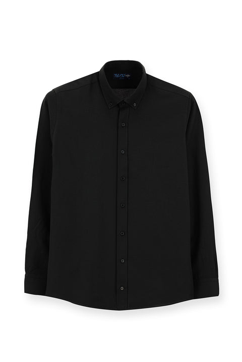 Black Long Sleeve Slim Fit Button-Down Collar Cotton Easy-Iron Four Seasons Oxford Shirt
