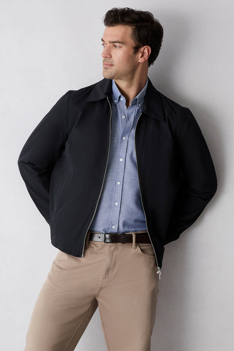 Koyu Mavi  Uzun Kol Slim Fit Düğmeli Yaka Pamuklu Kolay Ütülenebilir 4 Mevsim Oxford Gömlek