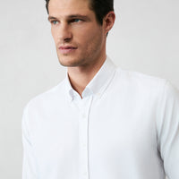 White Long Sleeve Slim Fit Button-Down Collar Cotton Easy-Iron Four Seasons Oxford Shirt