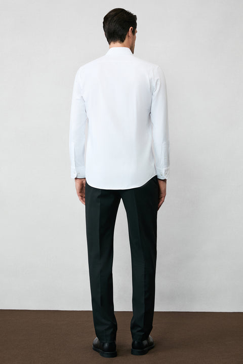 White Long Sleeve Slim Fit Button-Down Collar Cotton Easy-Iron Four Seasons Oxford Shirt