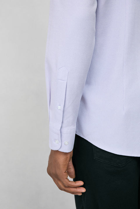 Lilac Long Sleeve Slim Fit Button-Down Collar Cotton Easy-Iron Four Seasons Oxford Shirt