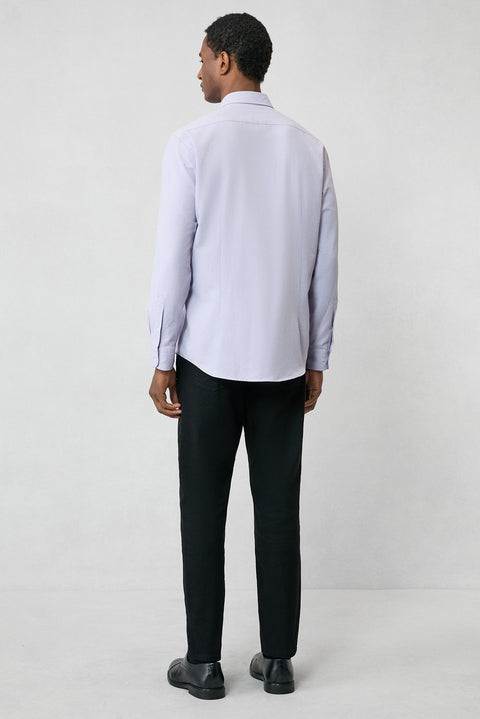 Lilac Long Sleeve Slim Fit Button-Down Collar Cotton Easy-Iron Four Seasons Oxford Shirt