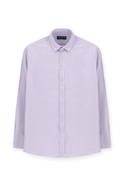 Lilac Long Sleeve Slim Fit Button-Down Collar Cotton Easy-Iron Four Seasons Oxford Shirt