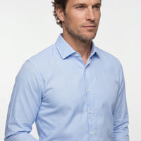 Light Blue Long Sleeve Slim Fit Classic Collar Cotton Easy-Iron Oxford Four Seasons Shirt