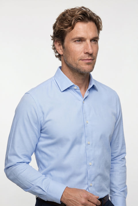 Light Blue Long Sleeve Slim Fit Classic Collar Cotton Easy-Iron Oxford Four Seasons Shirt