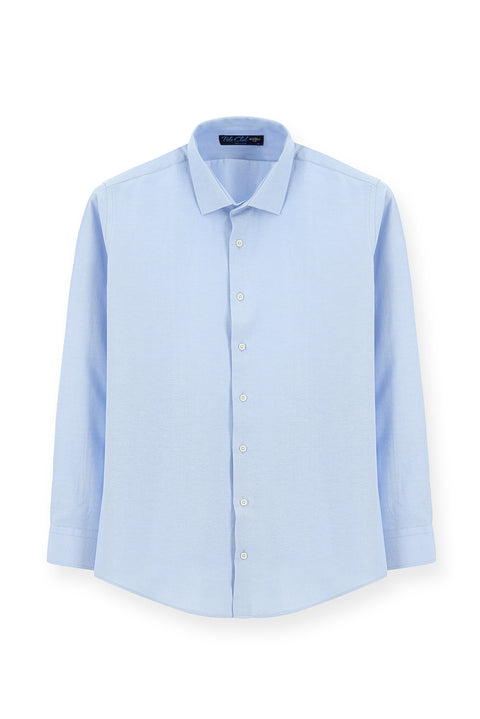 Light Blue Long Sleeve Slim Fit Classic Collar Cotton Easy-Iron Oxford Four Seasons Shirt