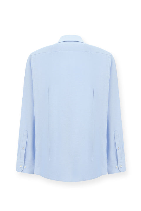 Light Blue Long Sleeve Slim Fit Classic Collar Cotton Easy-Iron Oxford Four Seasons Shirt