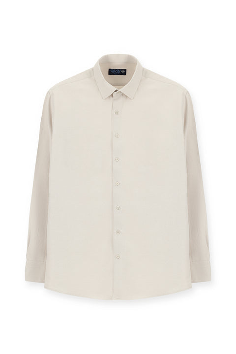 Medium Beige Long Sleeve Slim Fit Classic Collar Cotton Easy-Iron Oxford 4 Seasons Shirt