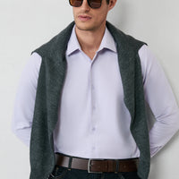 Lilac Long Sleeve Slim Fit Classic Collar Cotton Easy-Iron Oxford 4 Seasons Shirt