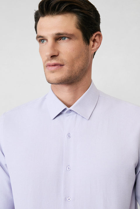Lilac Long Sleeve Slim Fit Classic Collar Cotton Easy-Iron Oxford 4 Seasons Shirt