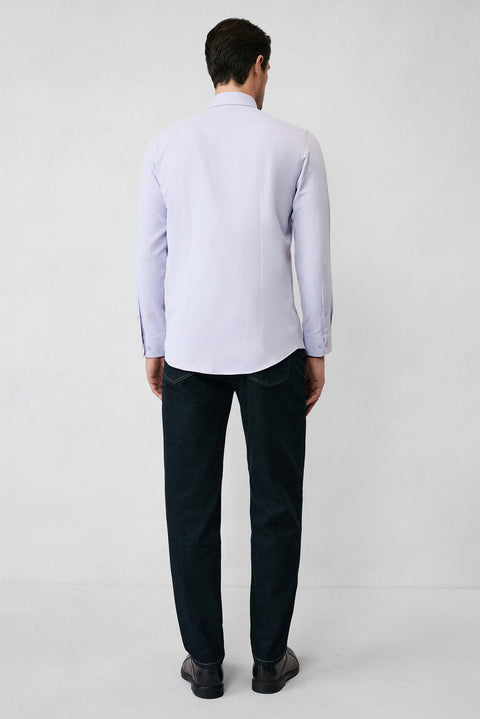 Lilac Long Sleeve Slim Fit Classic Collar Cotton Easy-Iron Oxford 4 Seasons Shirt
