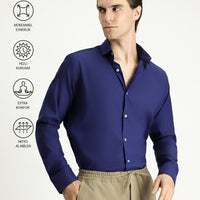 Dark Navy Techno-Line Long Sleeve Slim Fit Classic Shirt