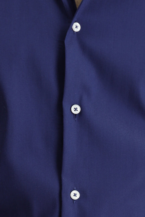 Dark Navy Techno-Line Long Sleeve Slim Fit Classic Shirt