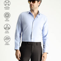 Light Blue Techno-Line Long Sleeve Slim Fit Classic Shirt