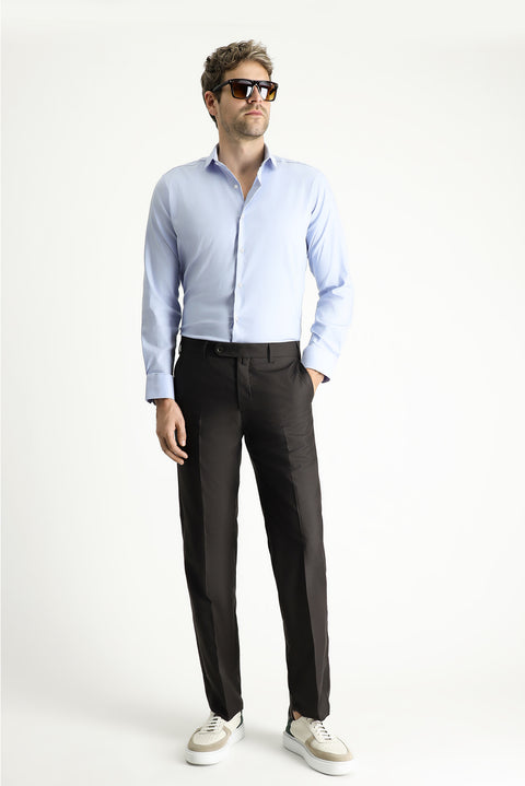 Light Blue Techno-Line Long Sleeve Slim Fit Classic Shirt