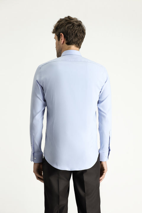 Light Blue Techno-Line Long Sleeve Slim Fit Classic Shirt