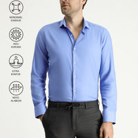 Dark Blue Techno-Line Long Sleeve Slim Fit Classic Shirt