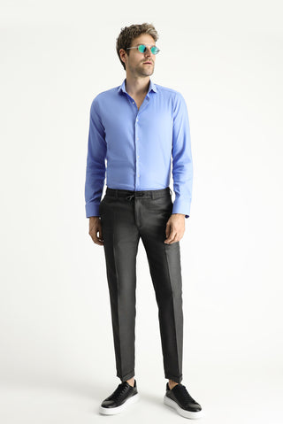  Koyu Mavi  Techno-Line Uzun Kol Slim Fit Dar Kesim Klasik Gömlek